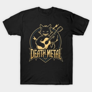 Death Metal Satanic Baphomet Cat playing guitar T-Shirt